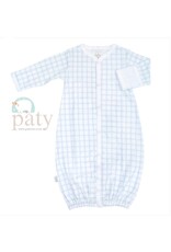 Paty Inc. Paty Inc. - Blue Gingham Pima Newborn Converter Gown/Coverall