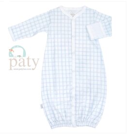 Paty Inc. Paty Inc. - Blue Gingham Pima Newborn Converter Gown/Coverall