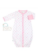 Paty Inc. Paty Inc.- Pink Dots Pima Converter Newborn Gown/Coverall