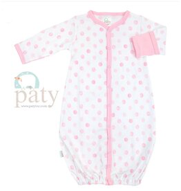 Paty Inc. Paty Inc.- Pink Dots Pima Converter Newborn Gown/Coverall
