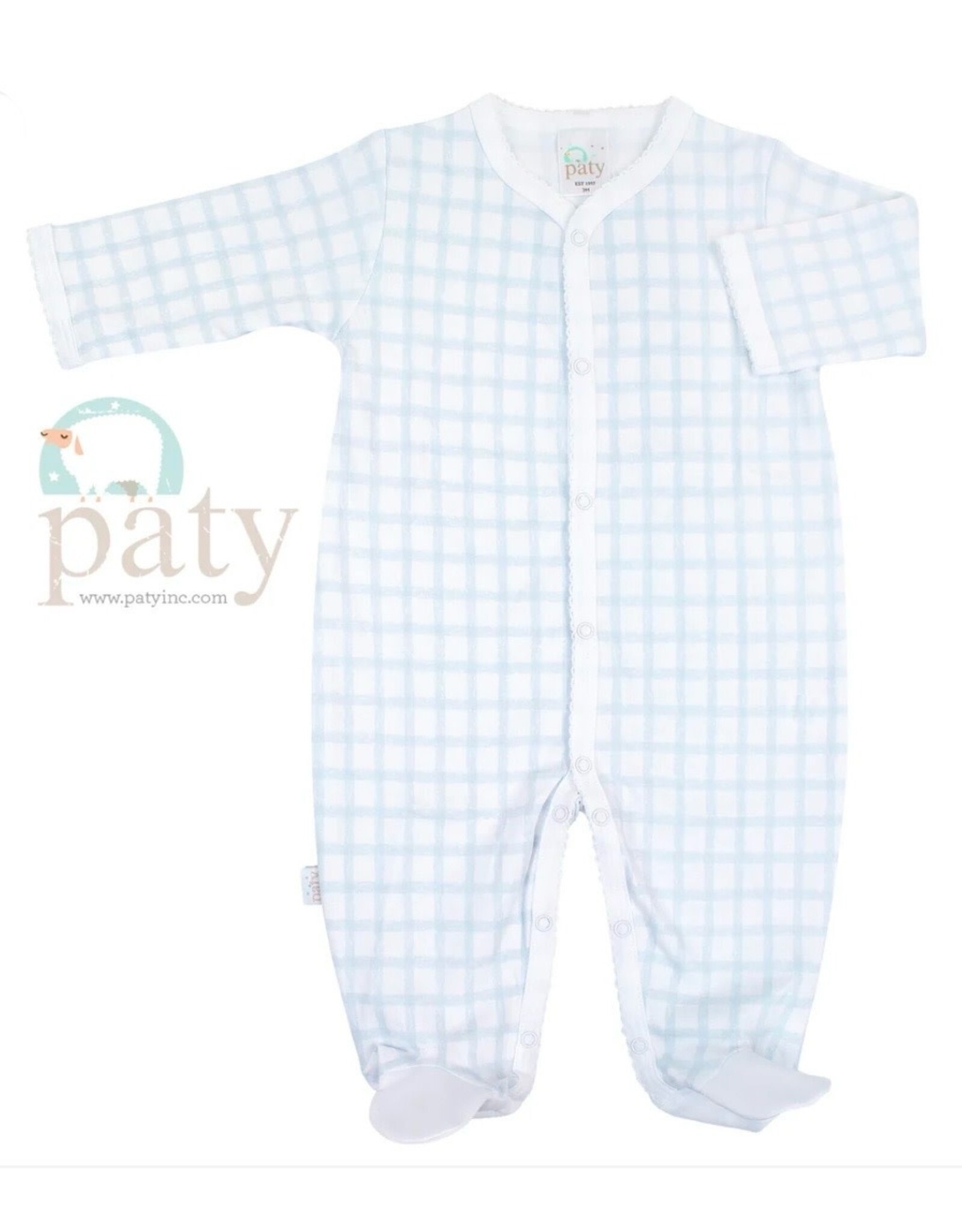 Paty Inc. Paty Inc.- Pima Blue Gingham Newborn Footie