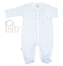 Paty Inc. Paty Inc.- Pima Blue Gingham Newborn Footie