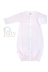 Paty Inc. Paty Inc.- Pink Gingham Pima Newborn Converter Gown/Coverall