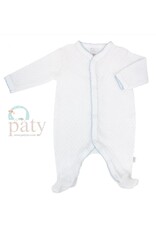 Paty Inc. Paty Inc.- White Knit Newborn Footie w/Blue Trim
