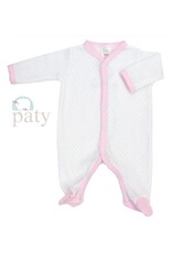 Paty Inc. Paty Inc.- White Footie w/Cotton Pink Trim