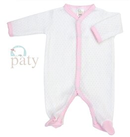 Paty Inc. Paty Inc.- White Footie w/Cotton Pink Trim