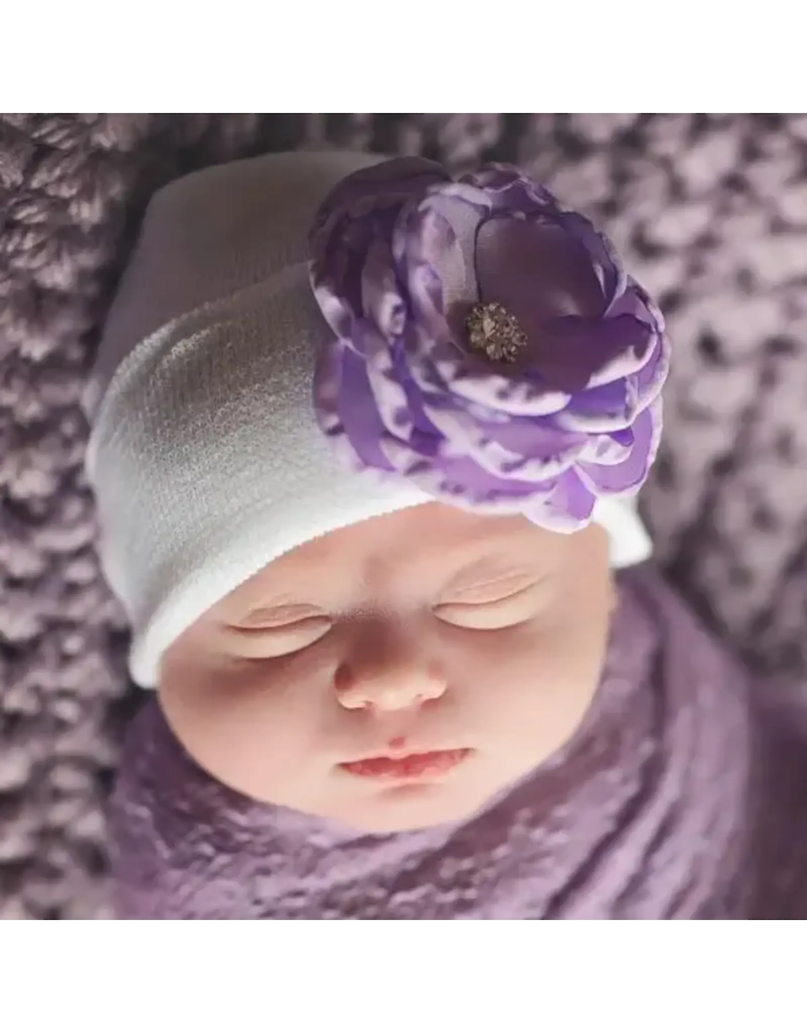 ILYBEAN Ilybean - Purple Silk Rose with Pearl Hats Nursery Beanie