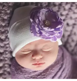 ILYBEAN Ilybean - Purple Silk Rose with Pearl Hats Nursery Beanie