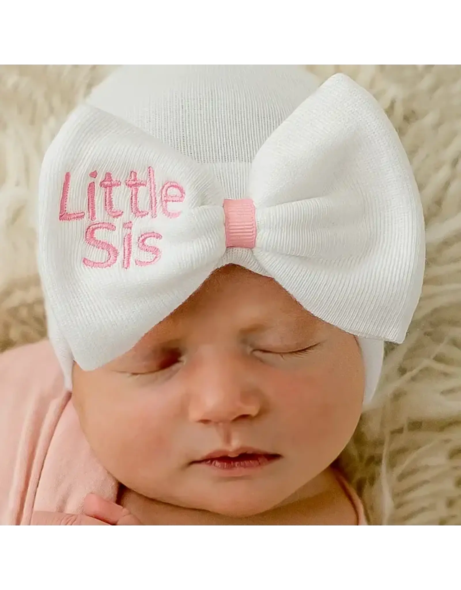 ILYBEAN Ilybean- Little Sis White Bow NB Beanie