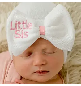 ILYBEAN Ilybean- Little Sis White Bow NB Beanie