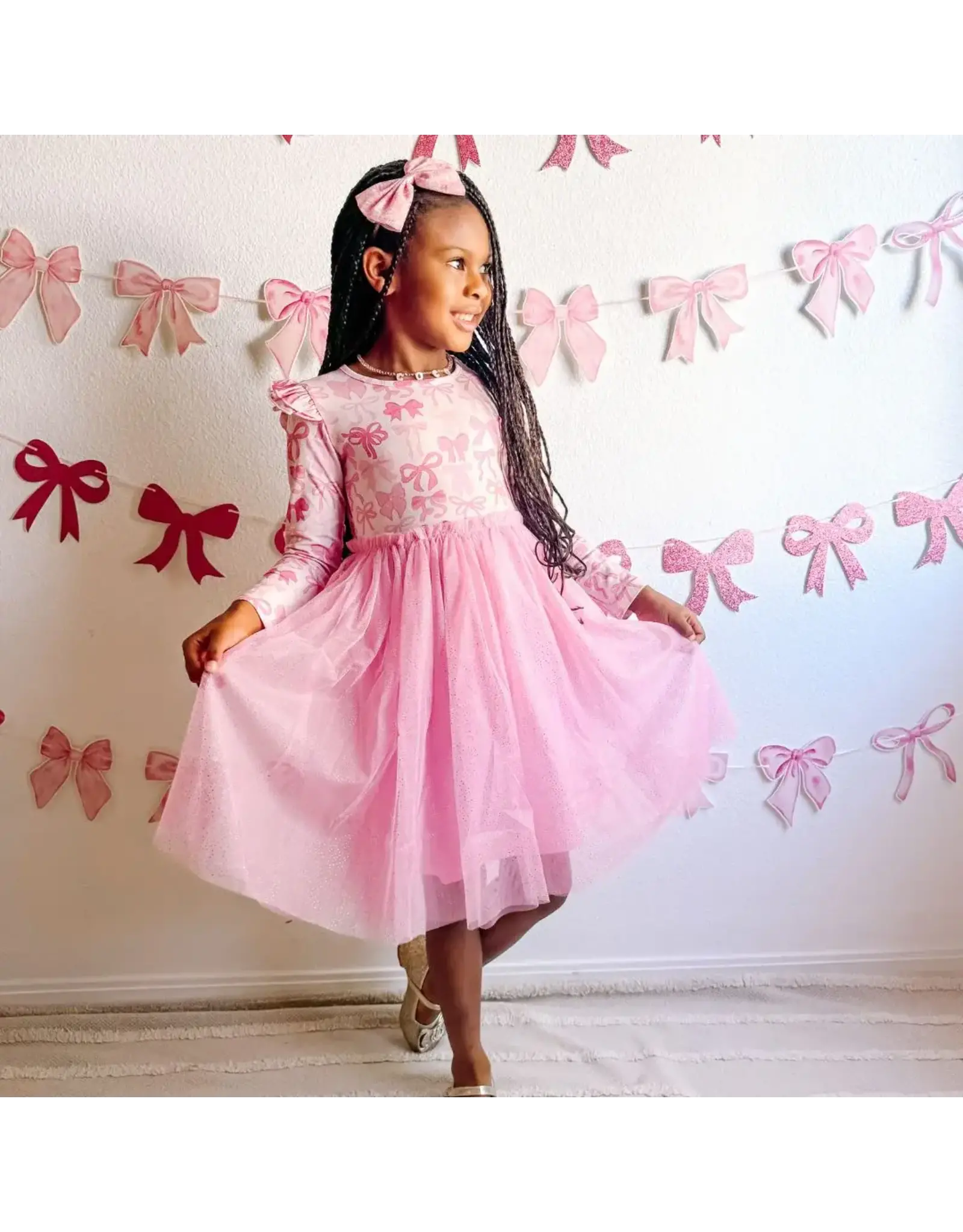 Sweet Wink- Coquette Bow Long Sleeve Tutu Dress