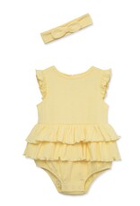 Little Me Little Me- Pale Yellow Knit Bubble Set