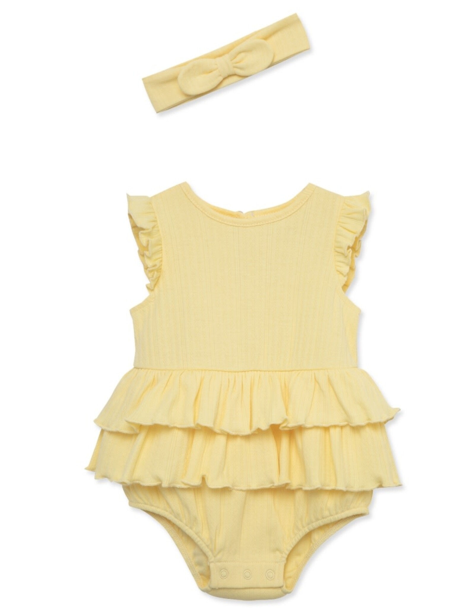 Little Me Little Me- Pale Yellow Knit Bubble Set