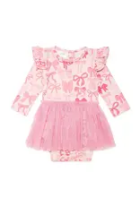 Sweet Wink- Coquette Bow Long Sleeve Tutu Bodysuit