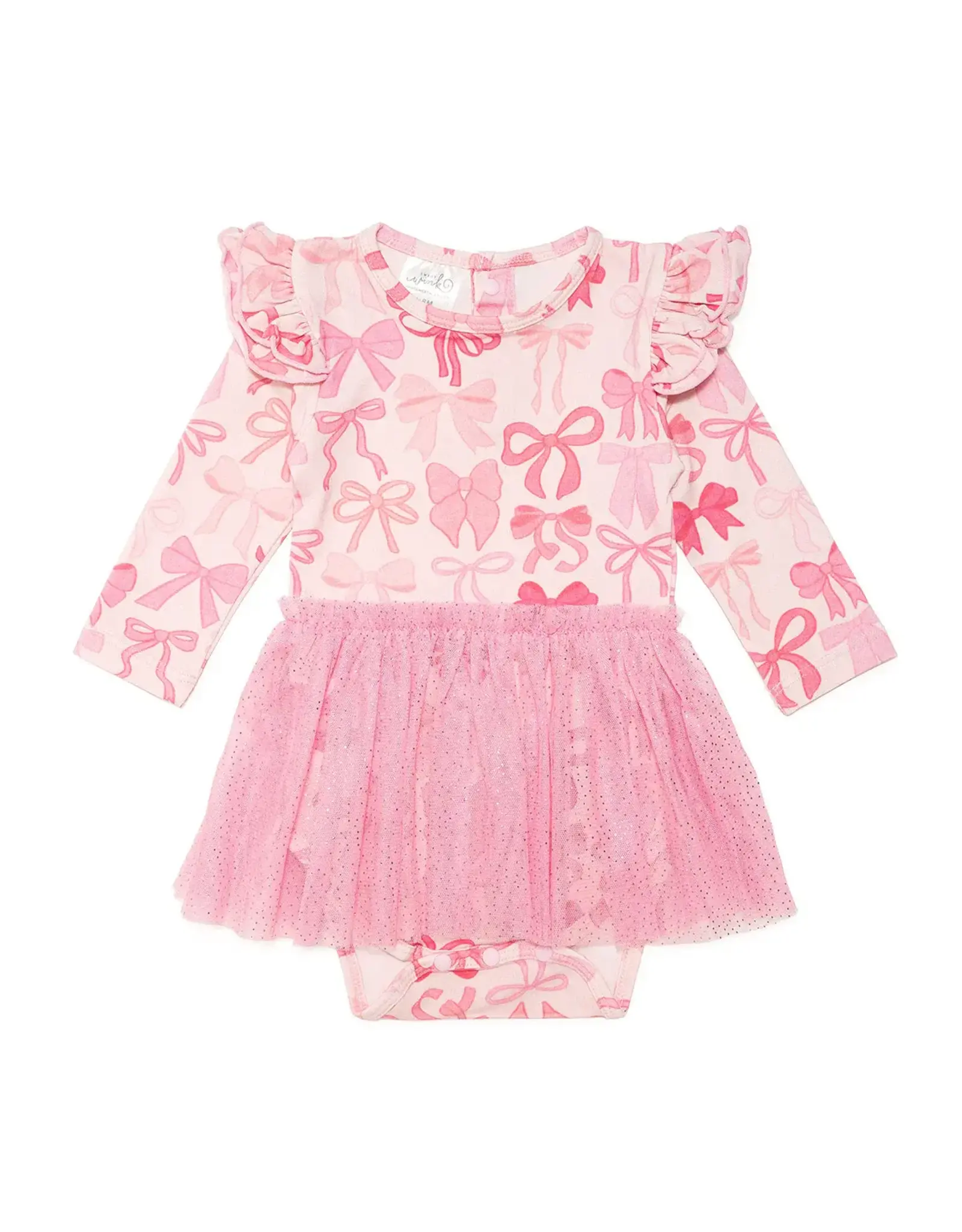 Sweet Wink- Coquette Bow Long Sleeve Tutu Bodysuit