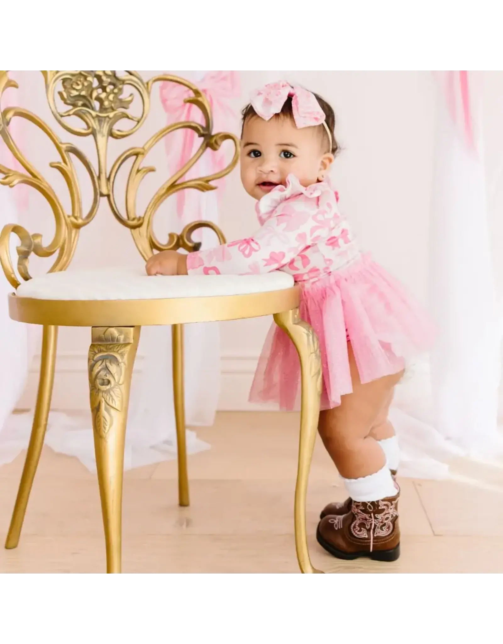 Sweet Wink- Coquette Bow Long Sleeve Tutu Bodysuit