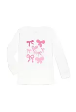 Sweet Wink- Coquette Bow Doodle L/S Shirt - White