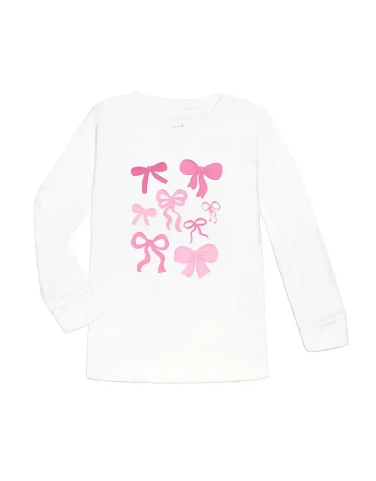 Sweet Wink- Coquette Bow Doodle L/S Shirt - White