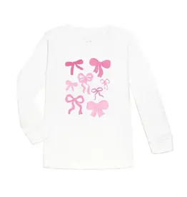 Sweet Wink- Coquette Bow Doodle L/S Shirt - White