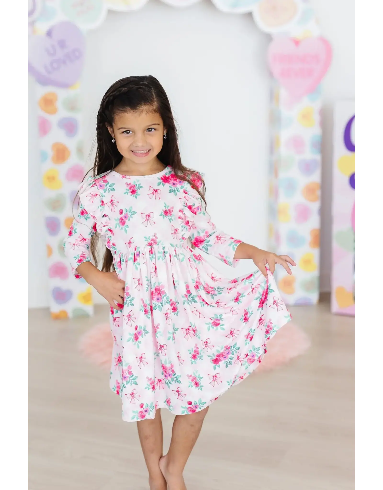 Mila & Rose Mila & Rose- Gingham Bows Ruffle Twirl Dress