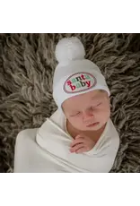 ILYBEAN Ily Bean- White Santa Baby Pom Nursery Beanie