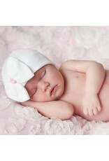 ILYBEAN Ilybean - White Bow w/ Pink Ribbon Nursery Beanie