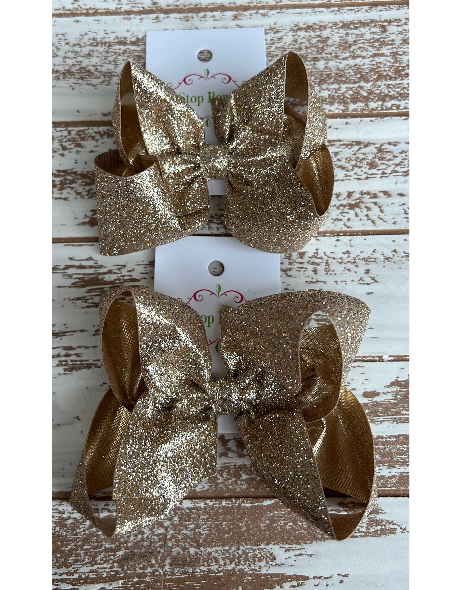 One Stop Bow Shop One Stop- Present Glitter Bow: Champagne