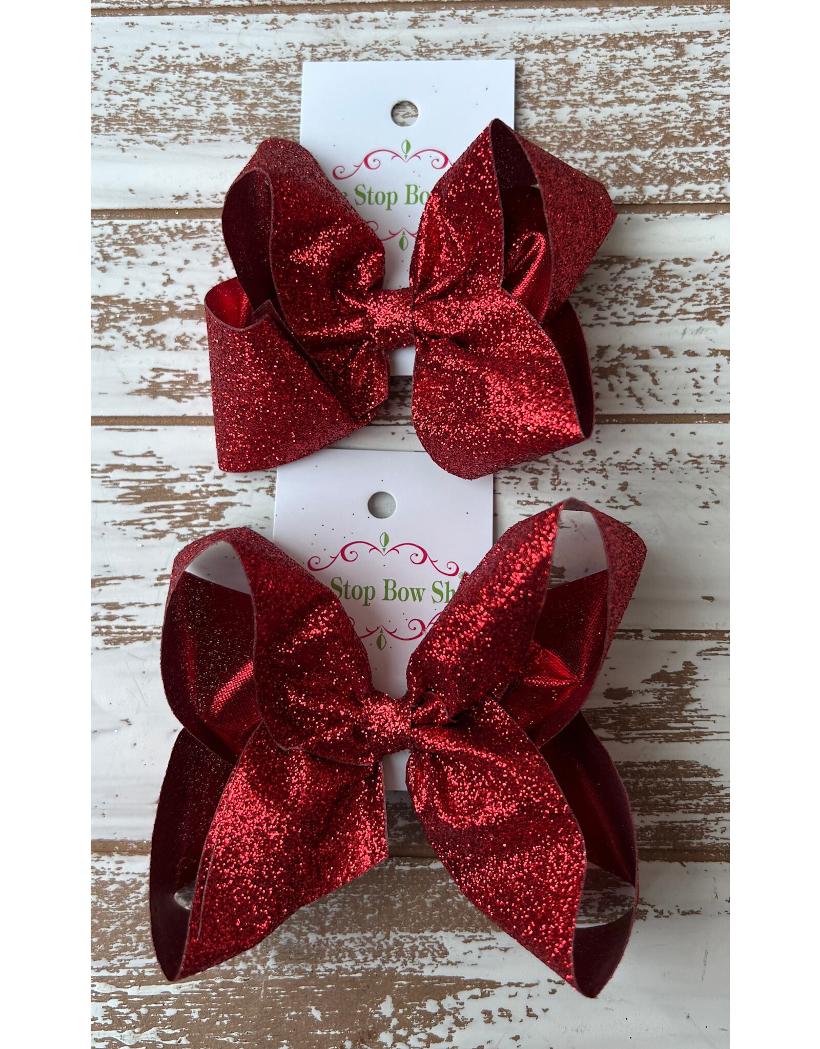 One Stop Bow Shop One Stop- Present Glitter Bow: Red