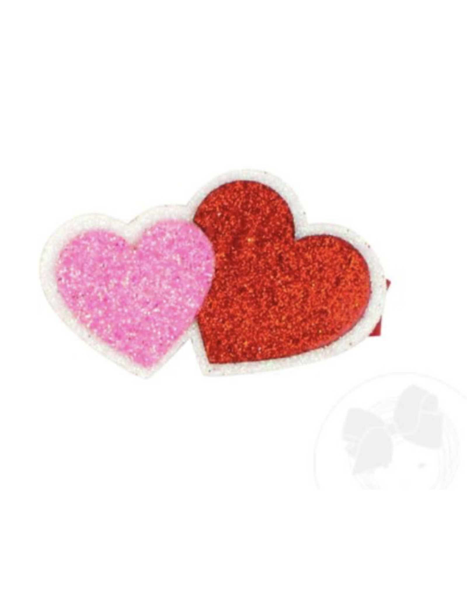 Wee Ones - Large Sequin Double Heart Hair Clip