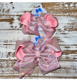 Wee Ones- Light Pink Mirror Dot & Grosgrain Overlay