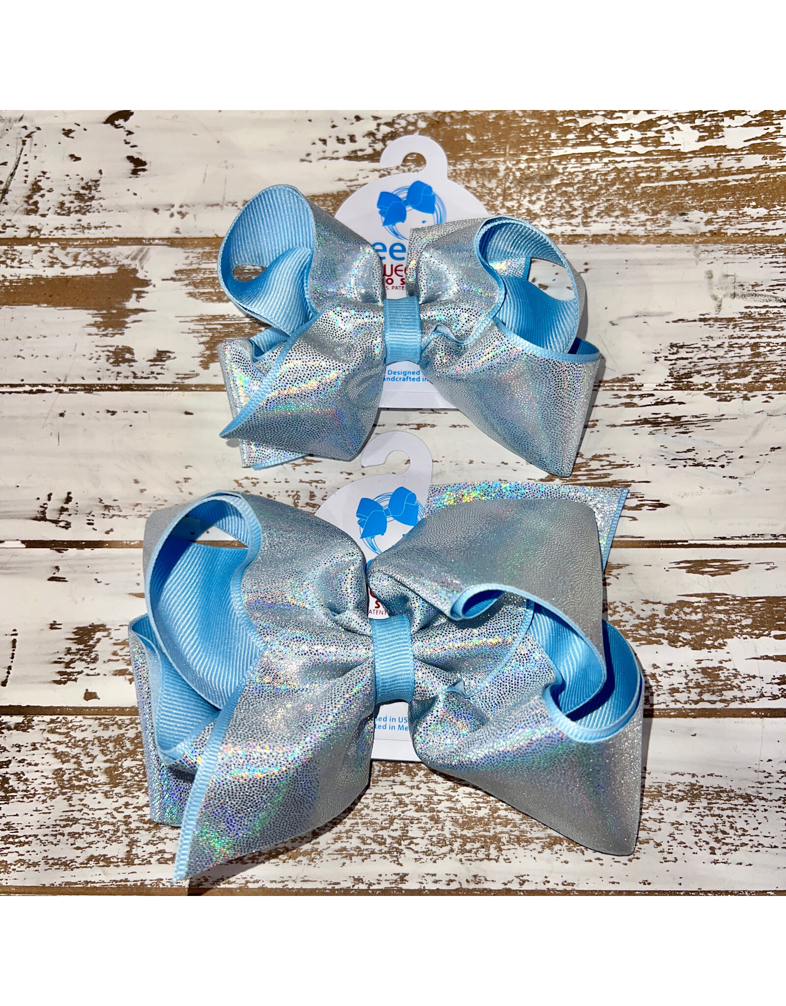 Wee Ones- Blue Mirror Dot & Grosgrain Overlay