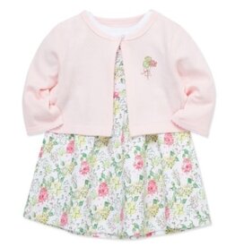 Little Me Little Me- Pink Bouquet Knit Dress Set