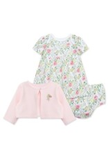 Little Me Little Me- Pink Bouquet Knit Dress Set