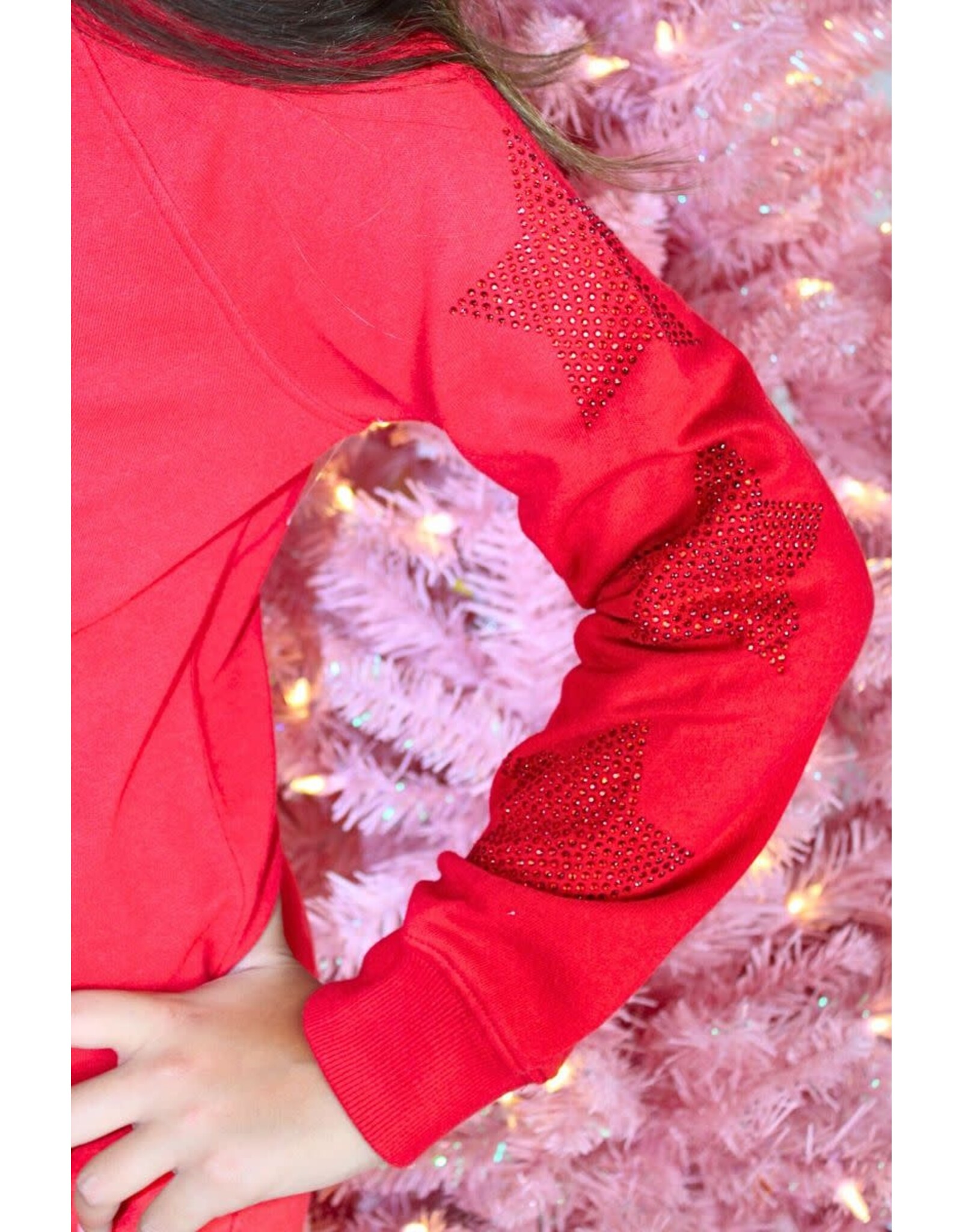 Paper Flowers- Red Star Rhinestone Sweatshirt
