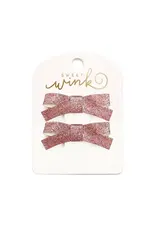 Sweet Wink- Pink Glitter Bow Clip Set