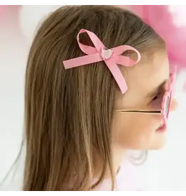 Sweet Wink- Dainty Pink Heart Bow Clip