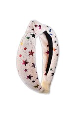 Metallic Multi Color Star Ivory Velvet Headband
