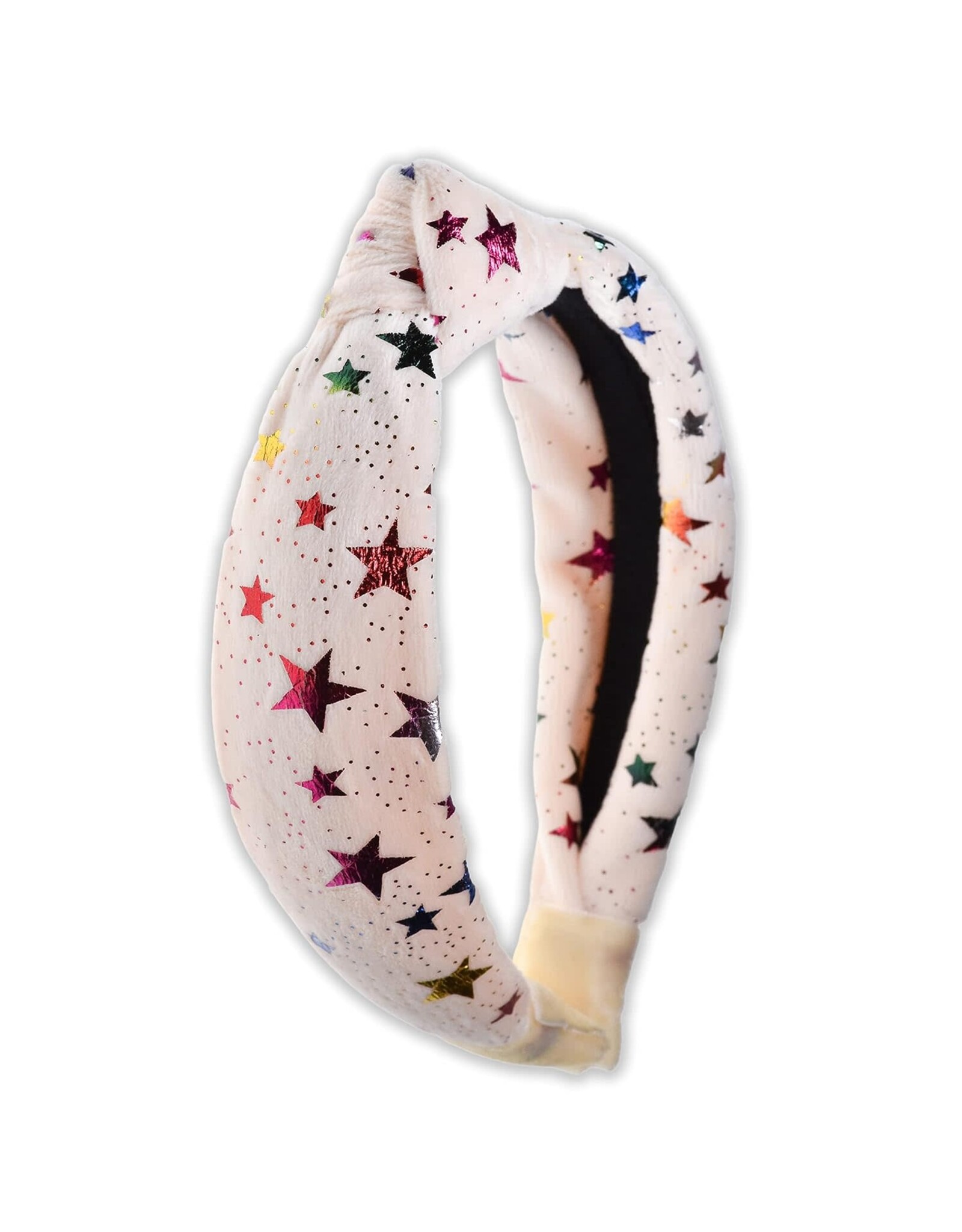 Metallic Multi Color Star Ivory Velvet Headband