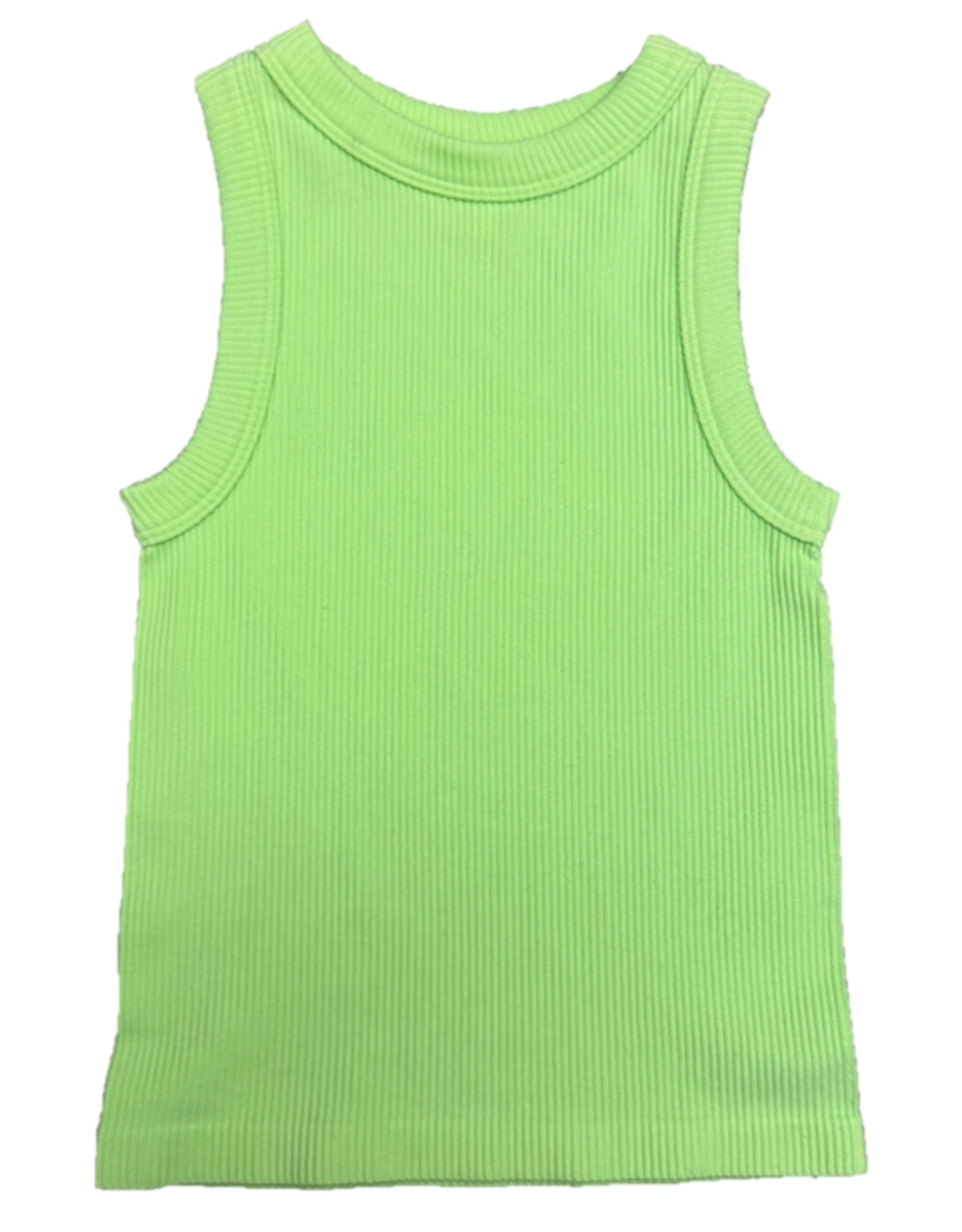 Suzette Suzette- Lime Green High Neck Ribbed Seamless Tank