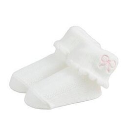 Mudpie Mud Pie- Bow Pointelle Foldover Socks