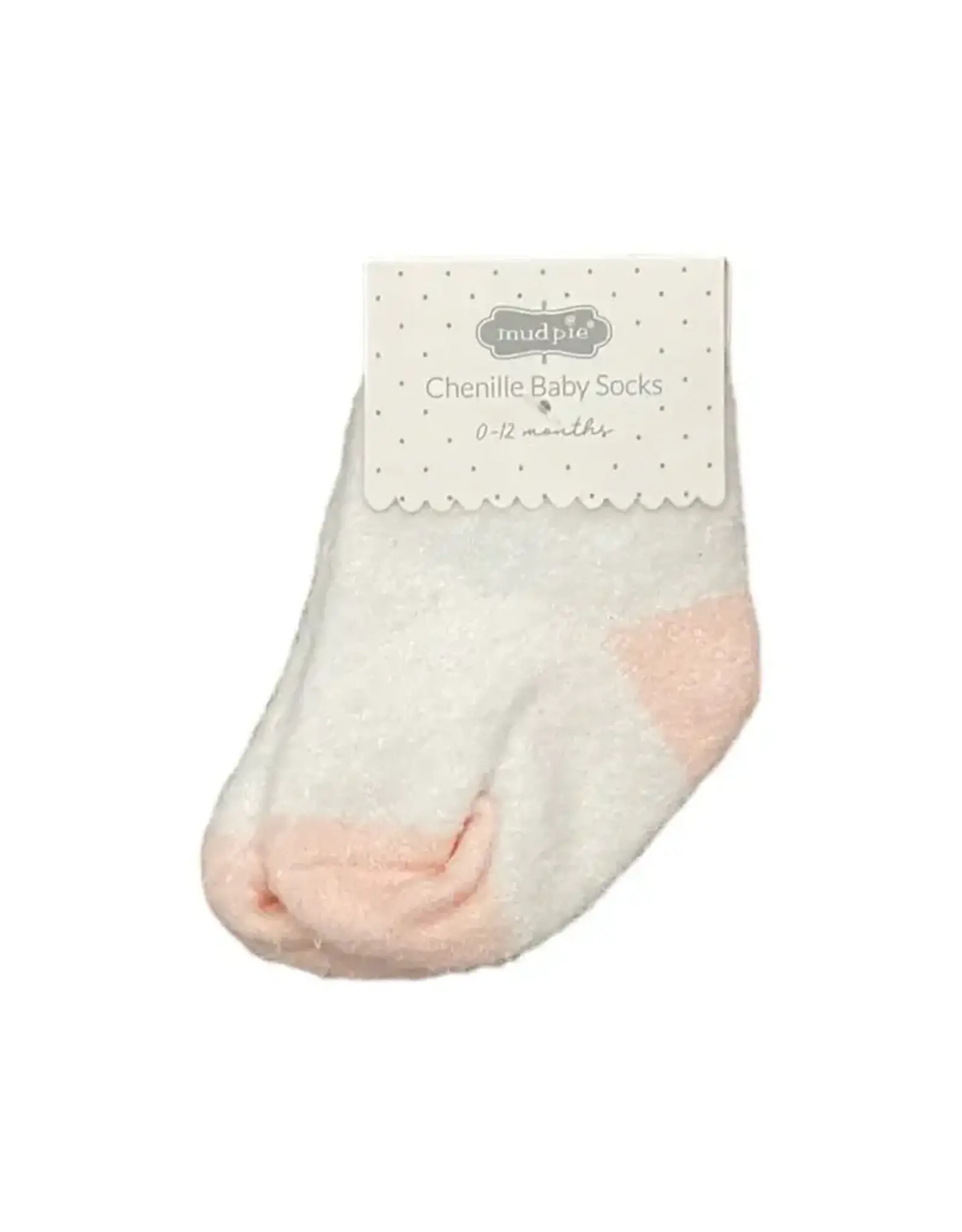 Mudpie Mud Pie- Chenille Pink Socks 0-12M