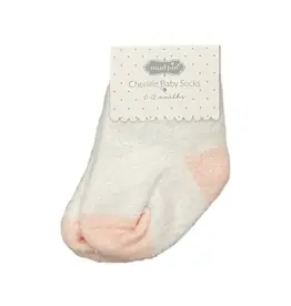 Mudpie Mud Pie- Chenille Pink Socks 0-12M