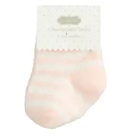 Mudpie Mud Pie- Chenille Pink Stripe Socks 0-12M