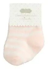 Mudpie Mud Pie- Chenille Pink Stripe Socks 0-12M
