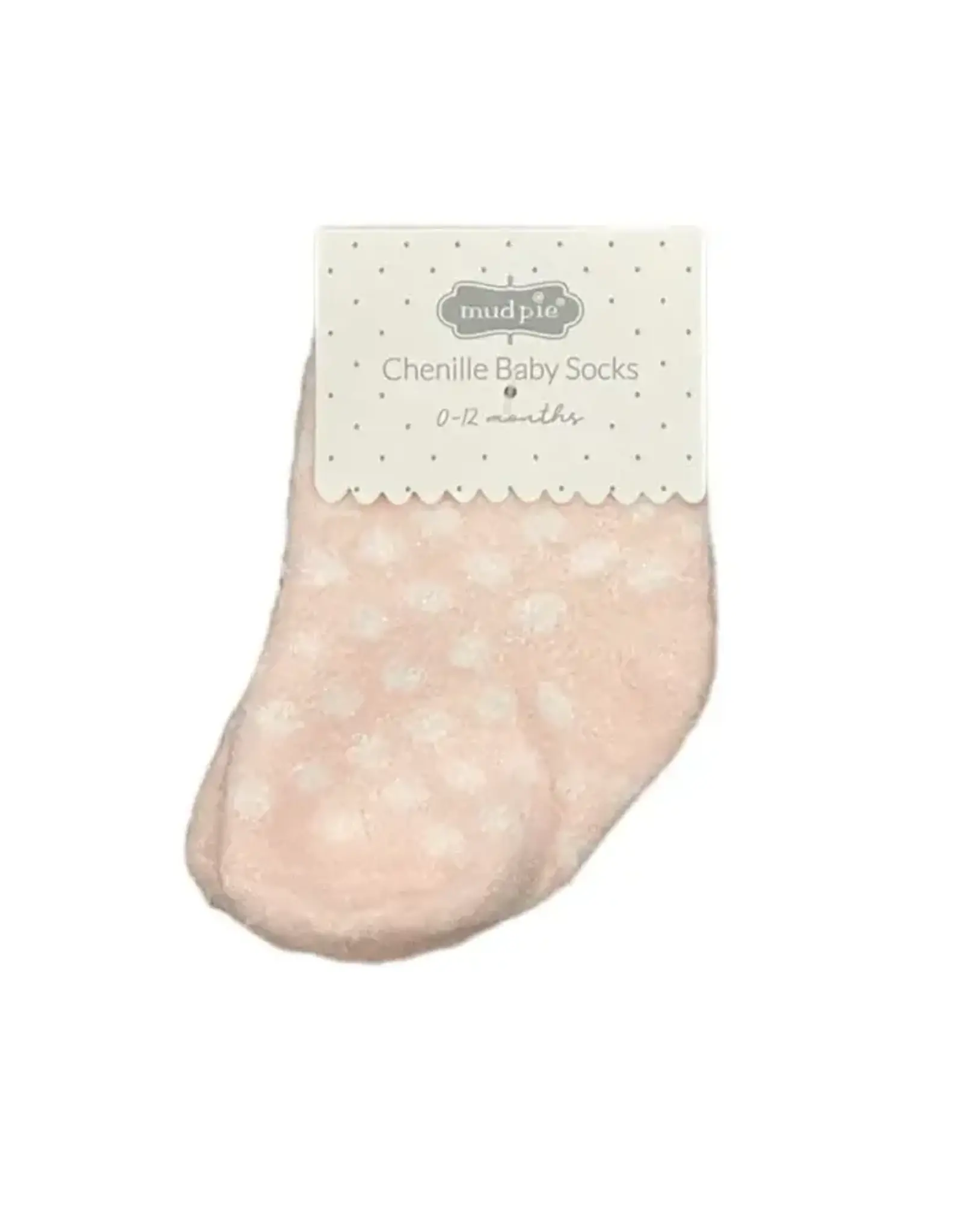 Mudpie Mud Pie- Chenille Pink Polka Dot Socks 0-12M