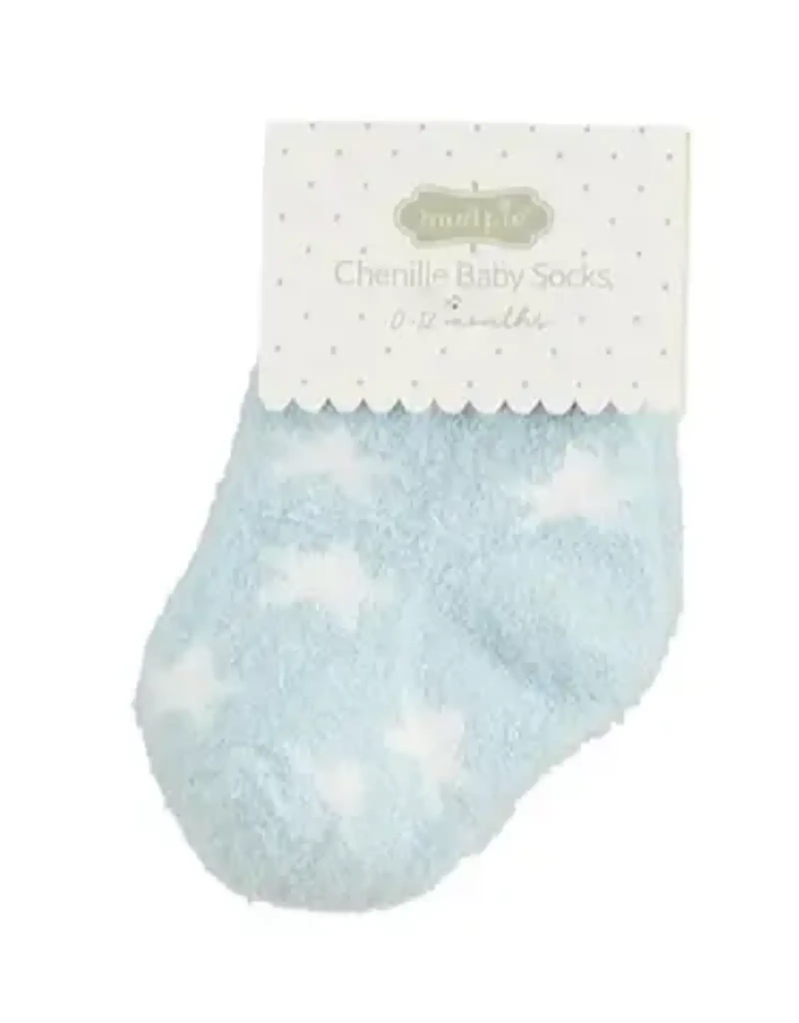 Mudpie Mud Pie- Chenille Blue Star Socks 0-12M