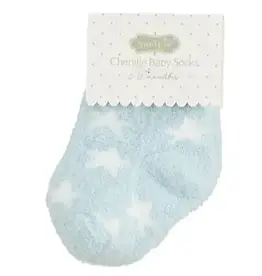 Mudpie Mud Pie- Chenille Blue Star Socks 0-12M
