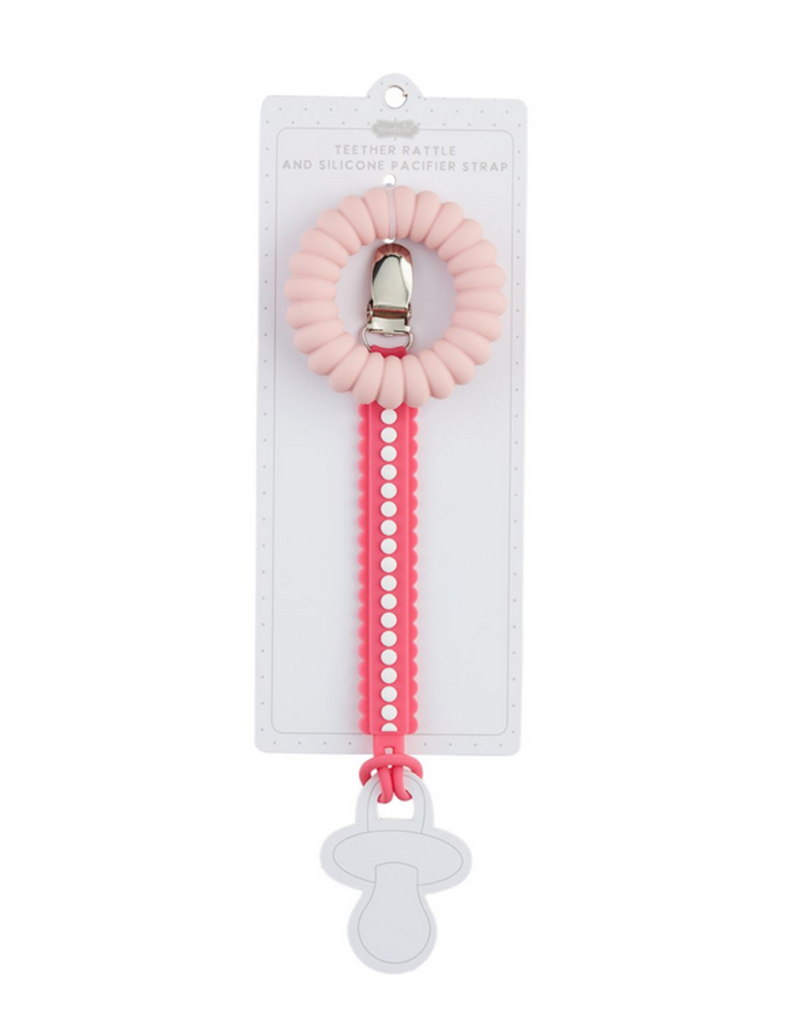 Mudpie Mud Pie- Light Pink Pacy Strap & Teether Set