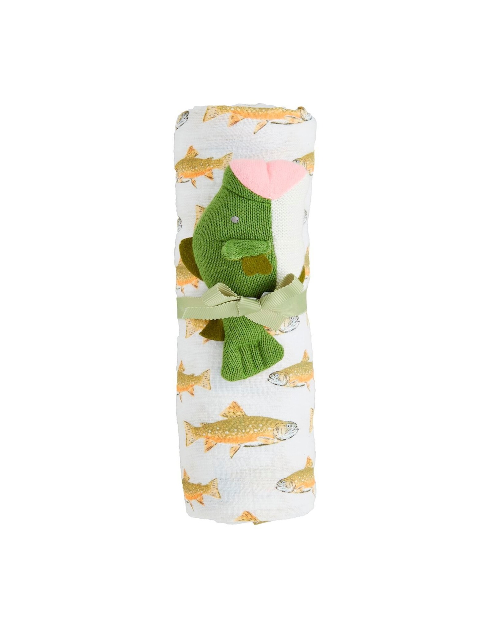 Mudpie Mud Pie- Fish Swaddle & Rattle Set