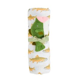 Mudpie Mud Pie- Fish Swaddle & Rattle Set
